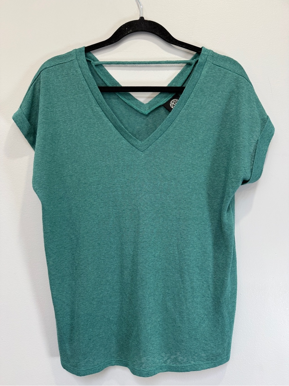 bobeau Teal Green V-Neck Short Sleeve Tee